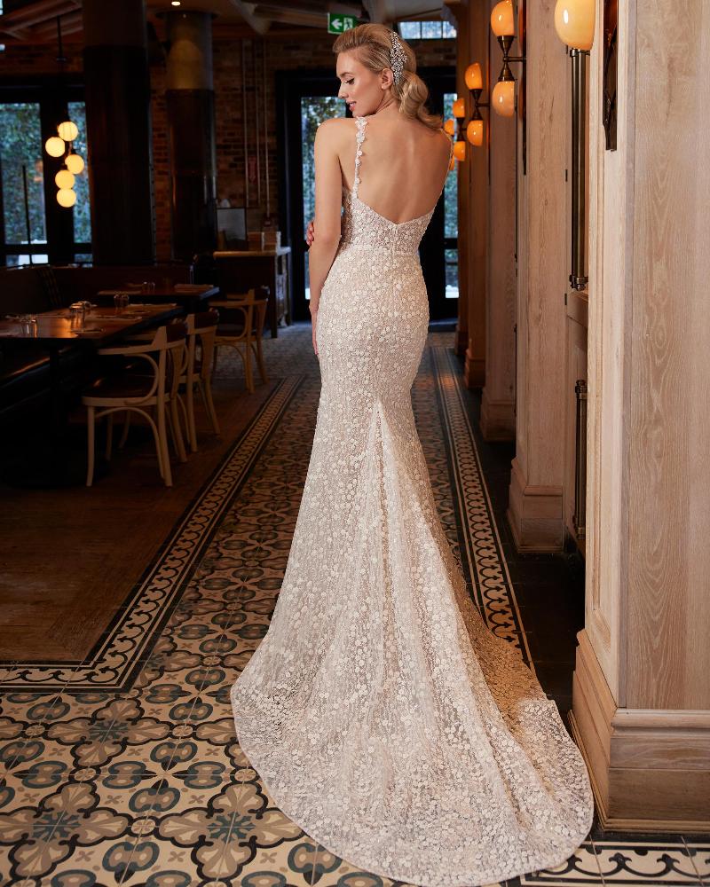 La22248 vintage beaded wedding dress with overskirt and v neckline2